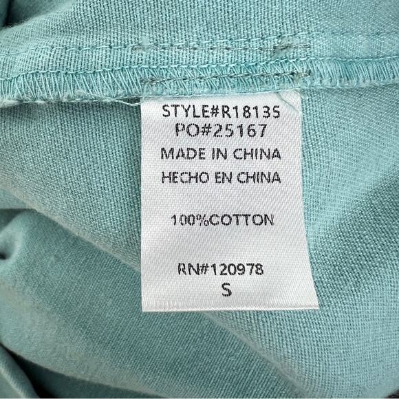 Entro | Teal Button Up Belted Romper 100% Cotton Spring Summer S - Picture 9 of 10